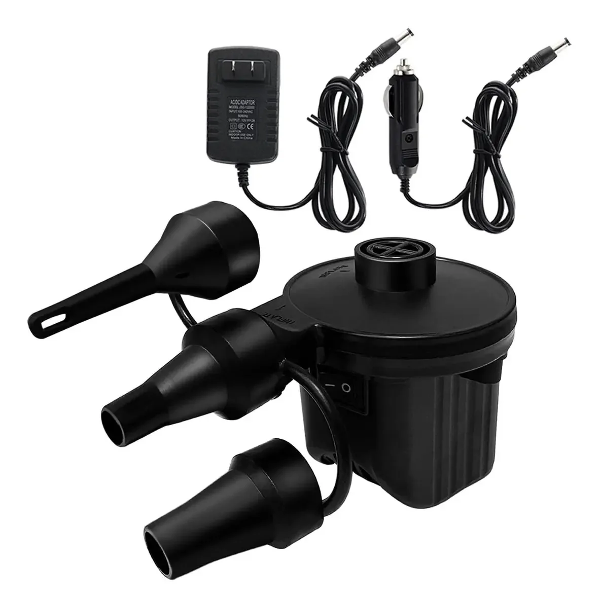 Bomba de Ar Elétrica Portátil 110v 12v com 3 Bicos