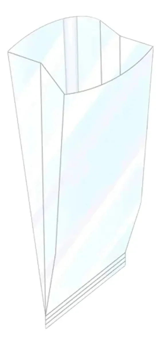 Bolsa de celofane transparente de 100 unidades com fole 150gr 6x15