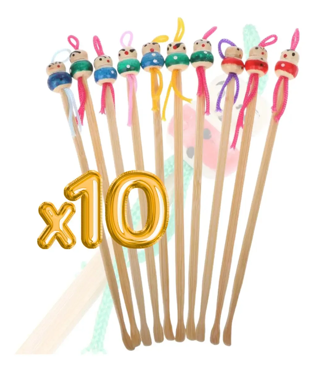 Conjunto de 10 Cotonetes Reutilizáveis de Bambu Ecológicos Limpeza de Ouvidos F