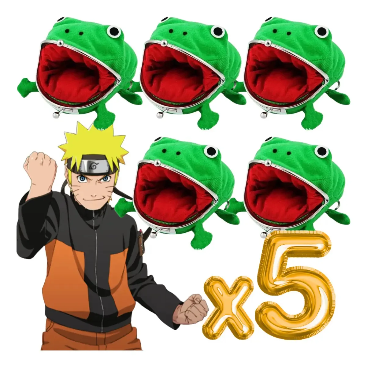 5 Carteiras De Pelúcia Sapo Anime Uzumaki Naruto Cor Transparente