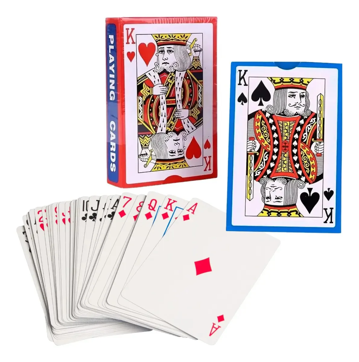 Cartas de pôquer de 2 baralhos, cartas de baralho enceradas, Casino F, cor traseira, azul e vermelho