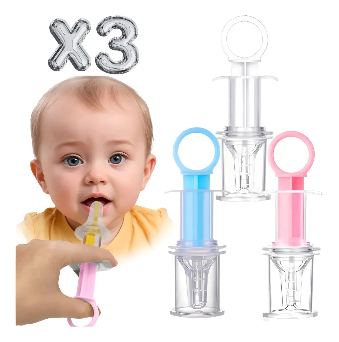 Colher de dosagem de medicamentos líquidos para bebês de silicone integral rosa