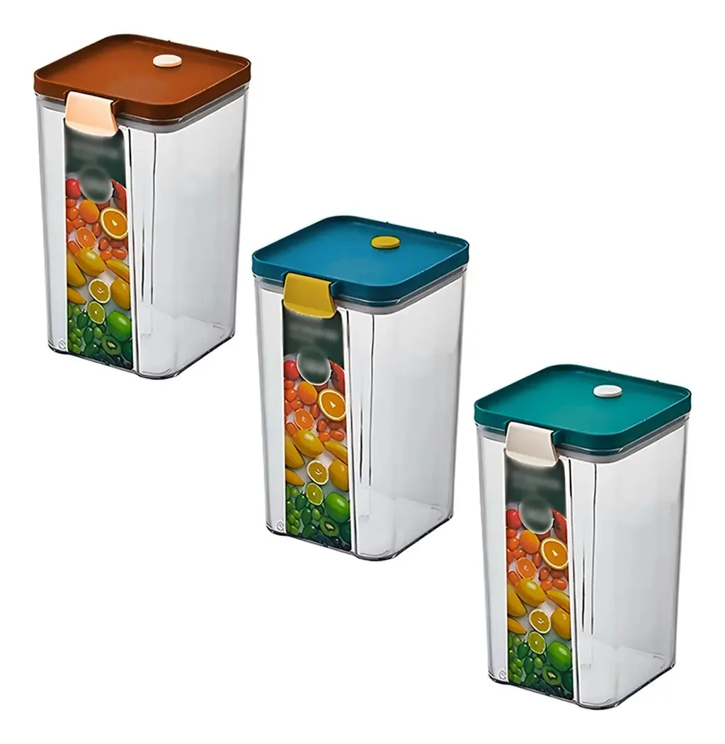 Recipiente hermético para alimentos Recipiente para alimentos em acrílico Armazenamento de alimentos 1,38 L de cor aleatória - pacote x 2 unidades