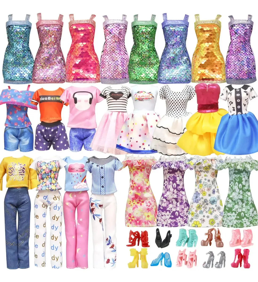 20 Peças de Roupas e Acessórios Para Boneca Barbie Feitos à Mão