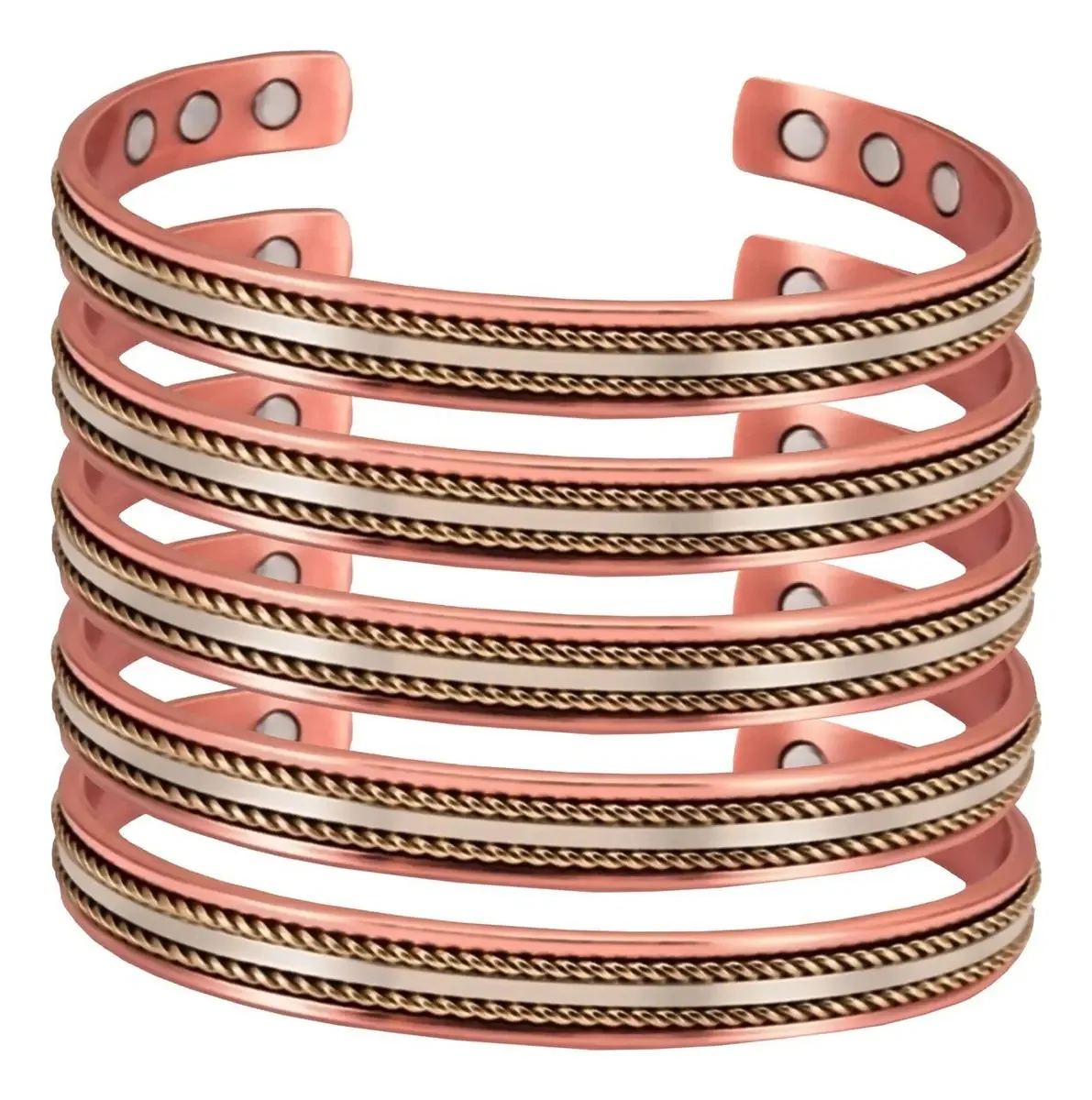 Pulseira magnética anti-estresse., Mxwao-005, 5 peças, 15-18 cm, cor de cobre de 8 m