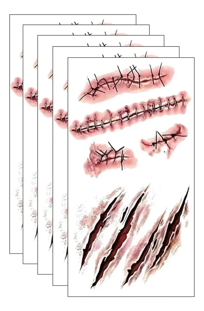 Tatuagens de feridas temporárias, Mxwnt-005, 5 peças, 10x6 cm, Heri Tattoowound