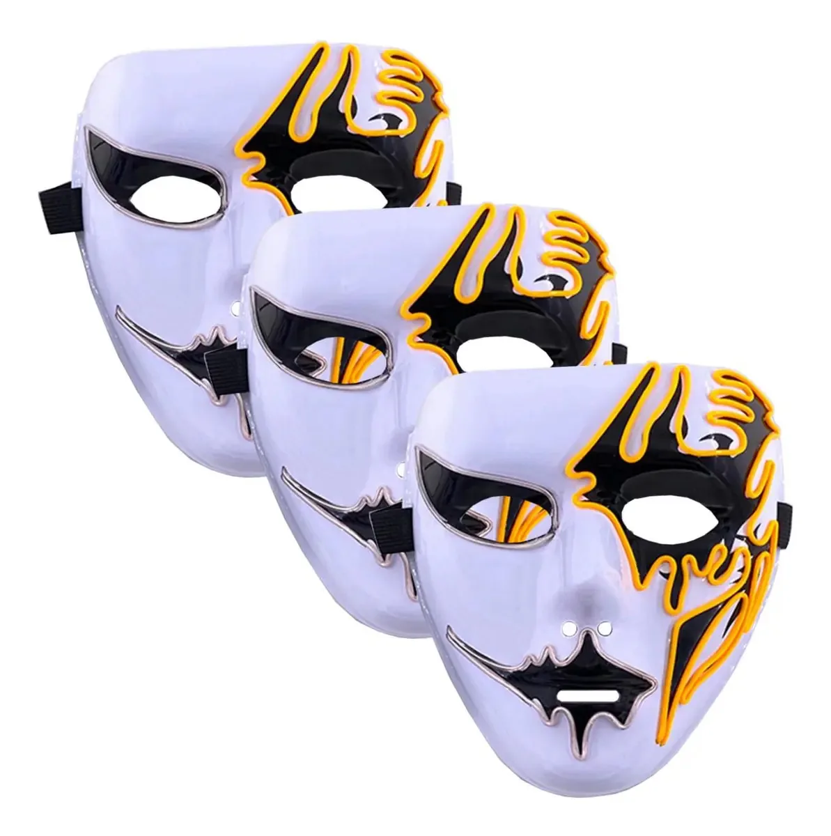 Máscara de festa temática de Halloween, Mxoen-018, 3 peças. 20x18x cor laranja
