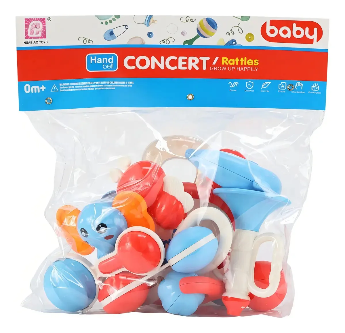 Conjunto de chocalhos musicais Diako para bebês, cor azul e vermelho, design de chocalho