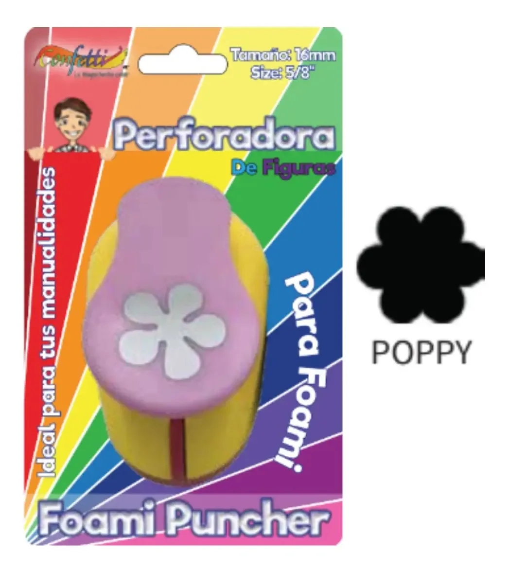 Foami Confetti, 25 mm, figura rosa, forma de perfuração, perfuração de papoula