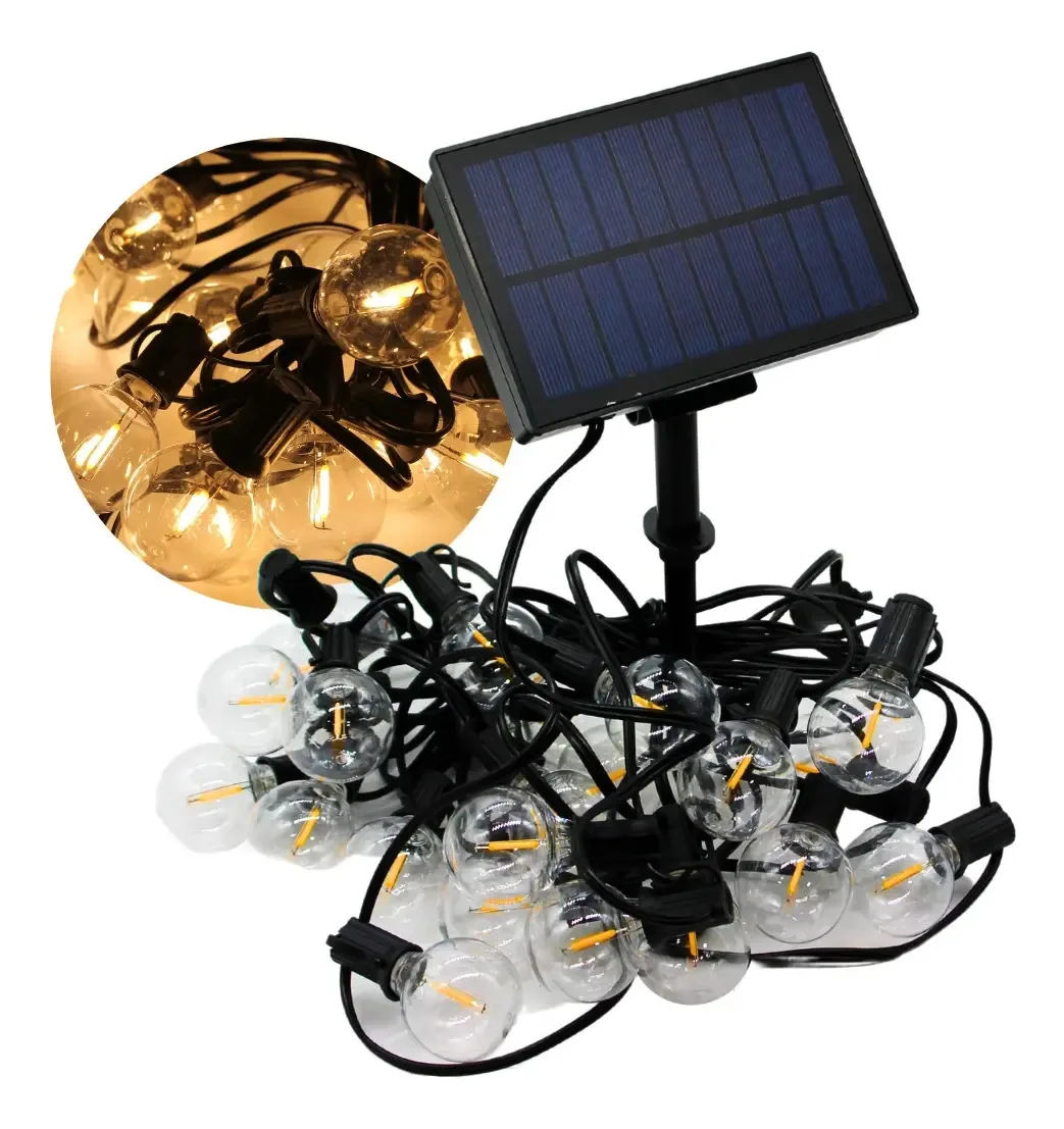 Lâmpadas LED Garland Light Series 25 lâmpadas, luz branca quente de 15w