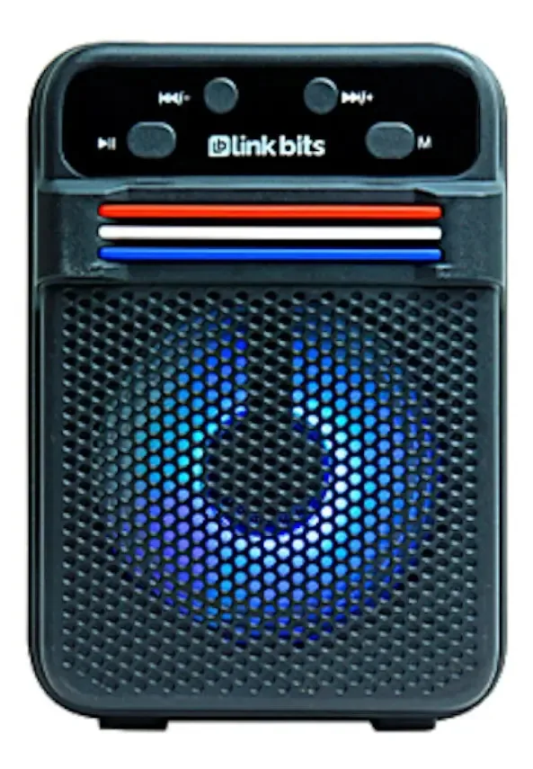 Alto-falante de áudio portátil Bluetooth, luzes, rádio, 3 polegadas, 2 peças, cor preta