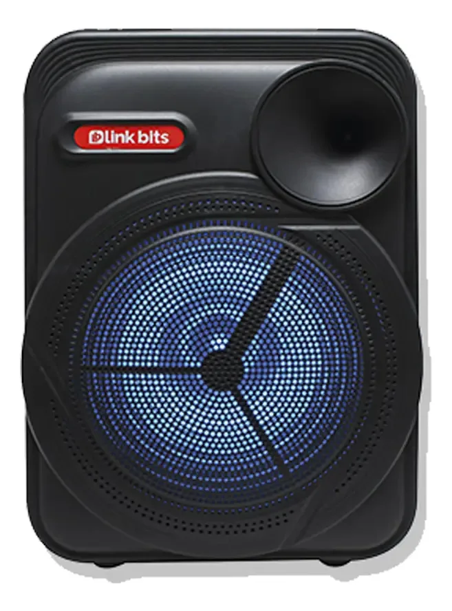 Alto-falante Bluetooth, rádio FM de 15 polegadas, luz LED multicolorida, conectividade TWS, inclui microfone sem fio