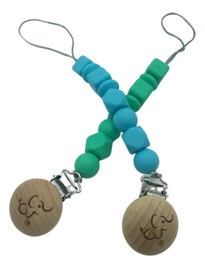 Conjunto de 2 contas de silicone verde esmeralda Papu Baby C Sucker Chains
