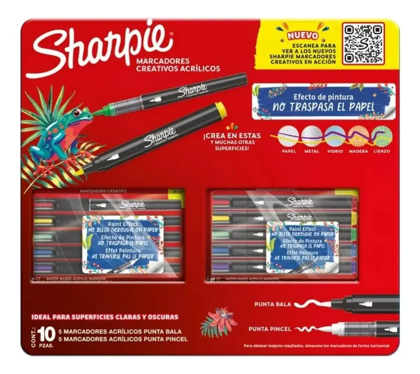 Marcadores acrílicos Sharpie com 5 pontas de bala e 5 pontas de pincel