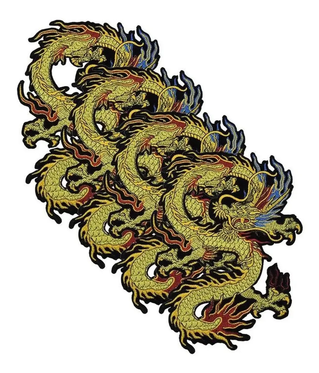 Patches bordados feitos à mão, Mxran-004, 4 adesivos, Dragon
