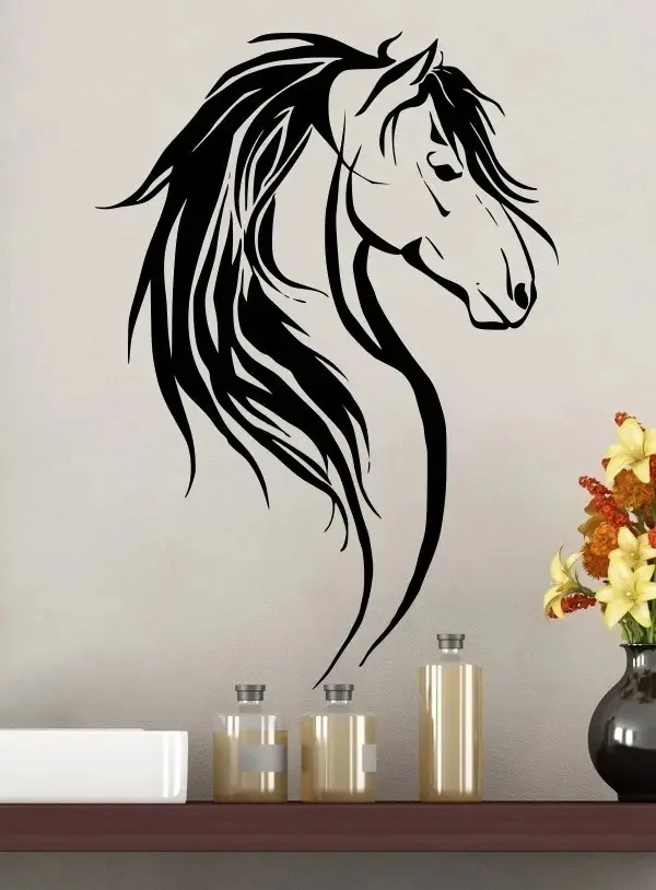 Adesivos decorativos de parede de vinil Silhouette Stallion Color Black