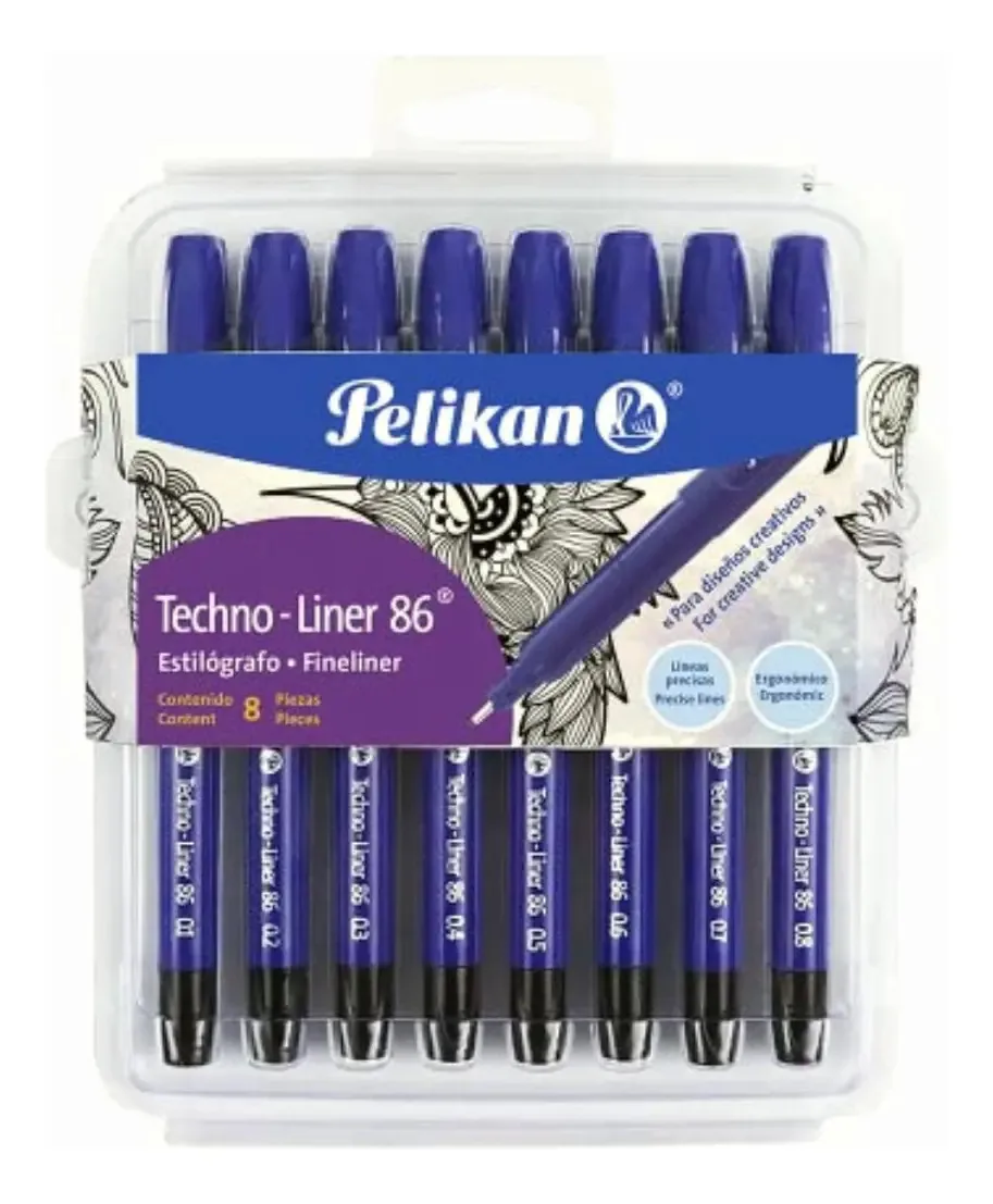 Caneta-tinteiro fina Pelikan Technoliner 8 peças