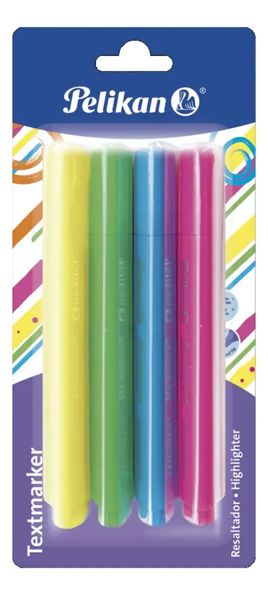 Estojo com 4 marcadores triangulares Pelikan Color, marcadores multicoloridos