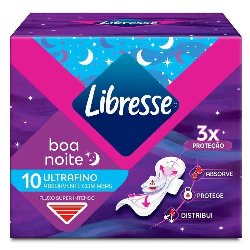 Absorventes Libresse Boa Noite Noturno Ultrafino Comabas 10u