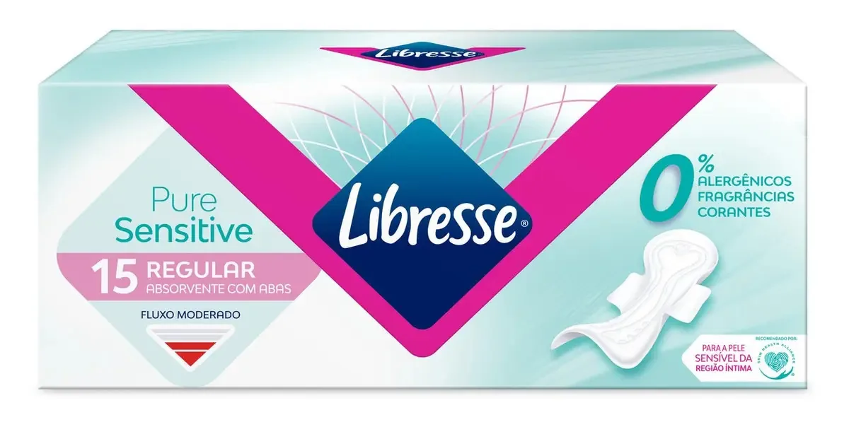 Absorventes Libresse Pure Sensitive Com Abas 15 Unidades