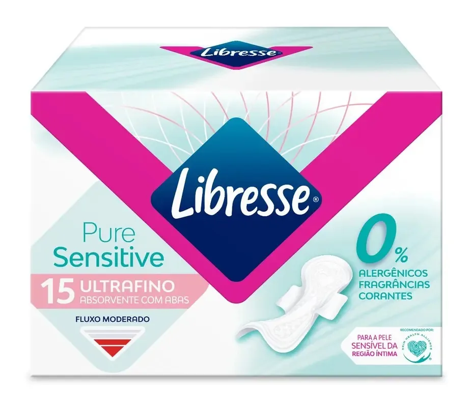 Absorventes Libresse Pure Sensitive Ultrafino Com Abas 15 Un