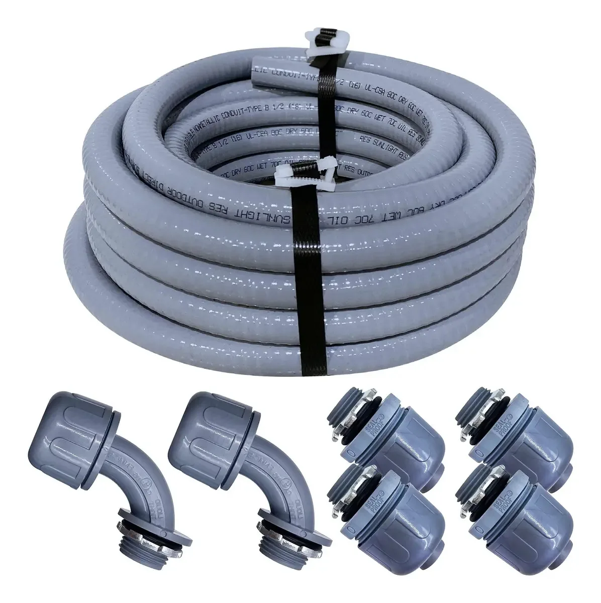 Kit Conector Conduto Hermético Não Metálico Elétrico Flexível