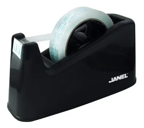 Dispensador de fita adesiva de plástico preto Janel 65m