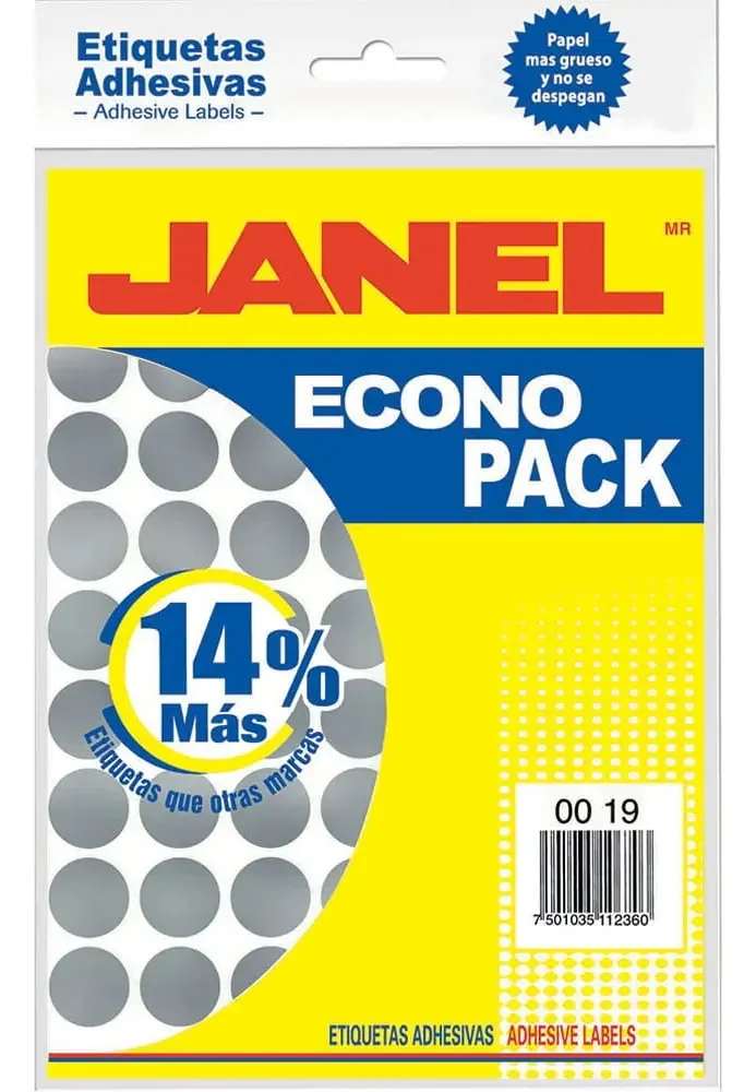 Etiquetas adesivas fluorescentes Janel 00x19mm/vc