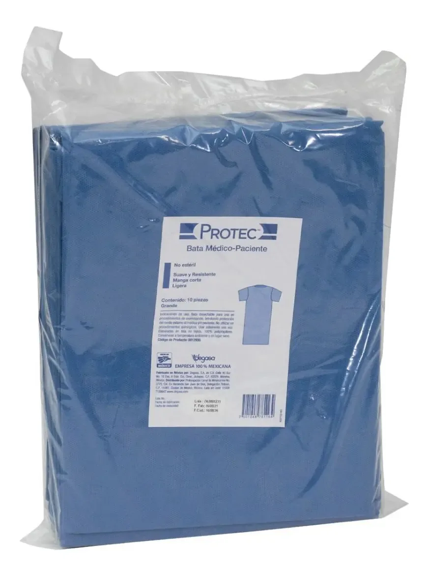 10 peças de vestido médico para pacientes descartável Protec 25g Sms 1,10 m