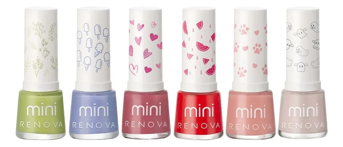 Renova | Mini kit de esmaltes com 6 esmaltes, cada faixa de cores: 1