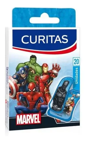 Caixa com 20 bandagens adesivas infantis Marvel Band-Aids