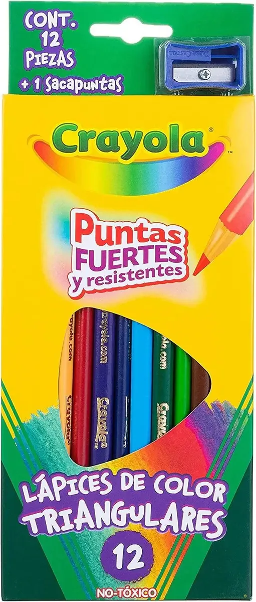 Lápis de cor Crayola triangulares de 12 peças e apontador