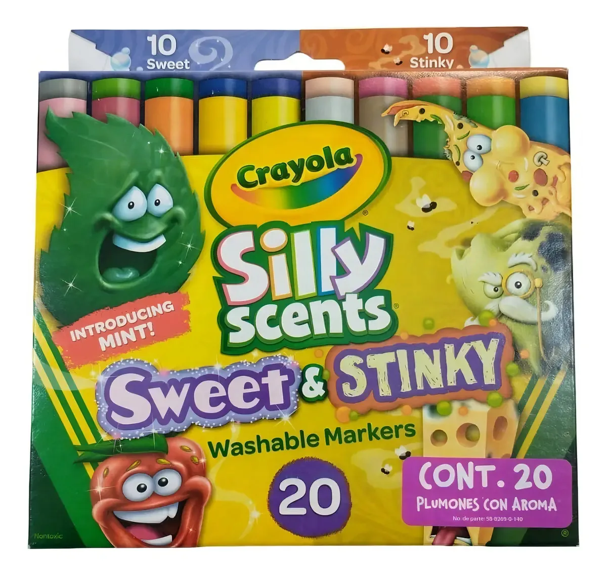 Crayola Plumon Silly Scents, aromas doces e fedorentos, 20 unidades