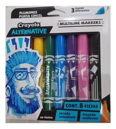 8 canetas de desenho alternativas de 3 pontos Crayola de várias linhas