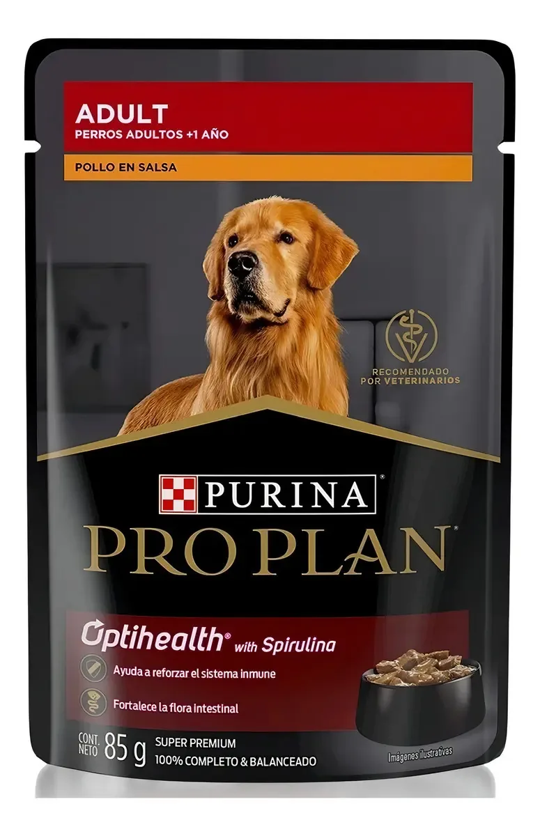 Alimento Pro Plan OptiHealth Raça Média para cão adulto de raza todos os tamanhos sabor frango ao molho de 85 g