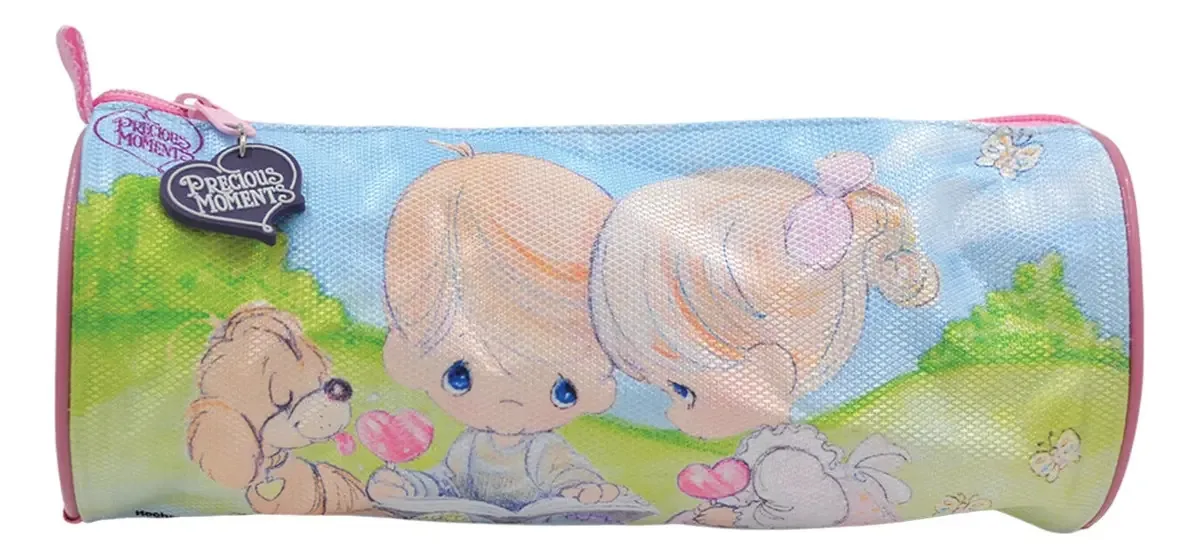 Caneta escolar cilíndrica Precious Moments — estojo escolar em cores sólidas