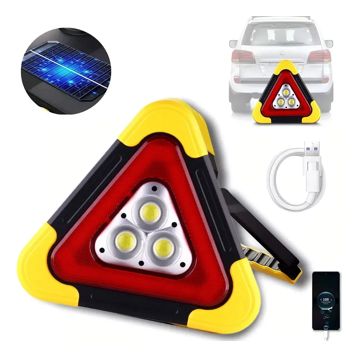 Luzes solares LED Triangle Security LED de emergência Auto