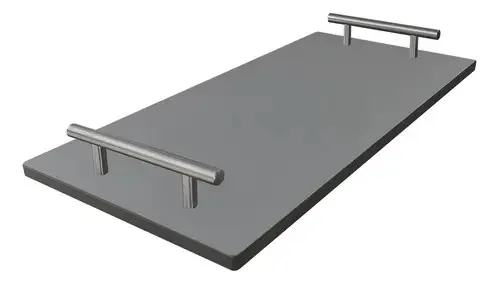 Tabuleiro gourmet para carnes e queijos com tampa de aço inoxidável acetinado Hpl
