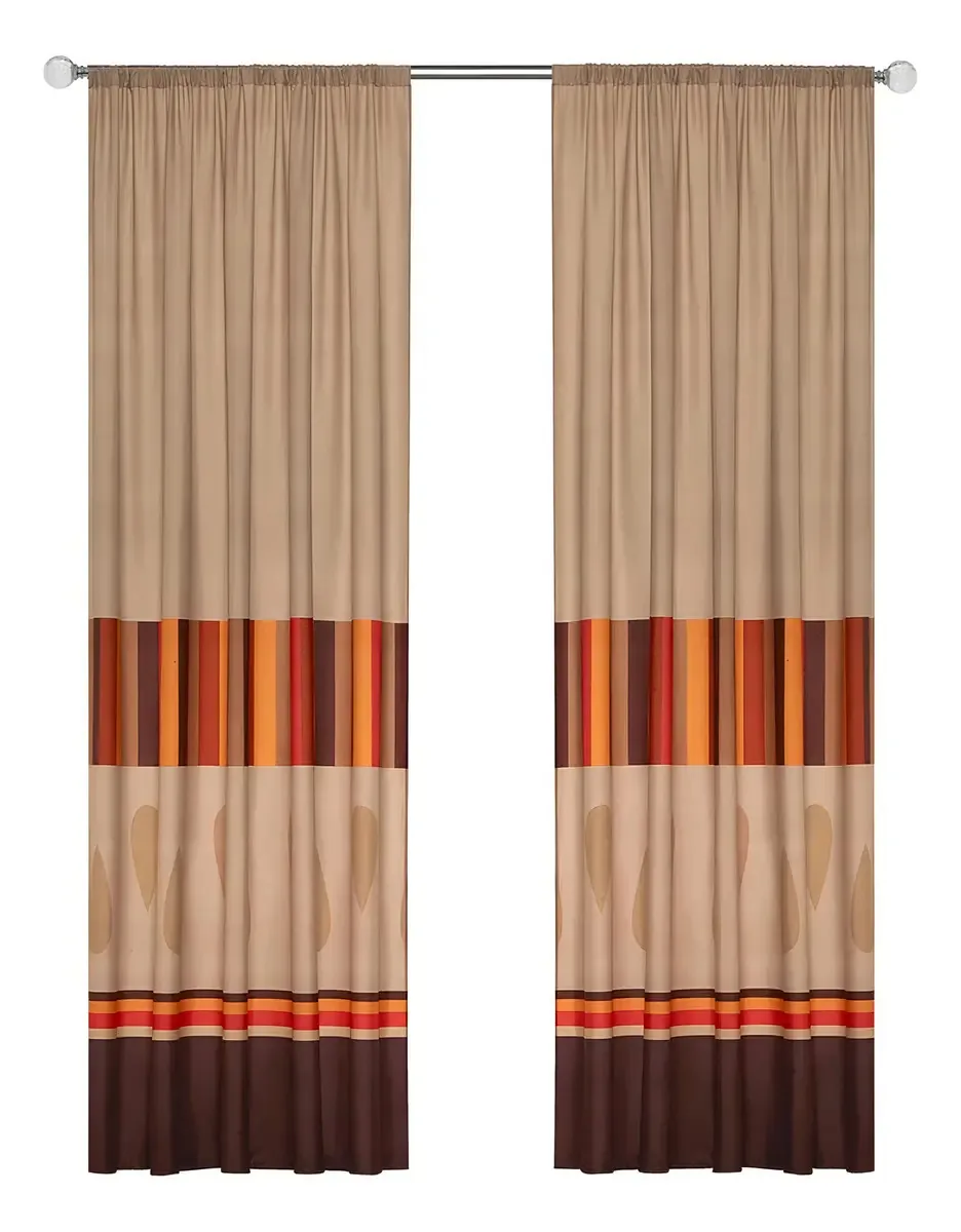 Cortinas, decoração geométrica, transparência média, cor café, bordeaux