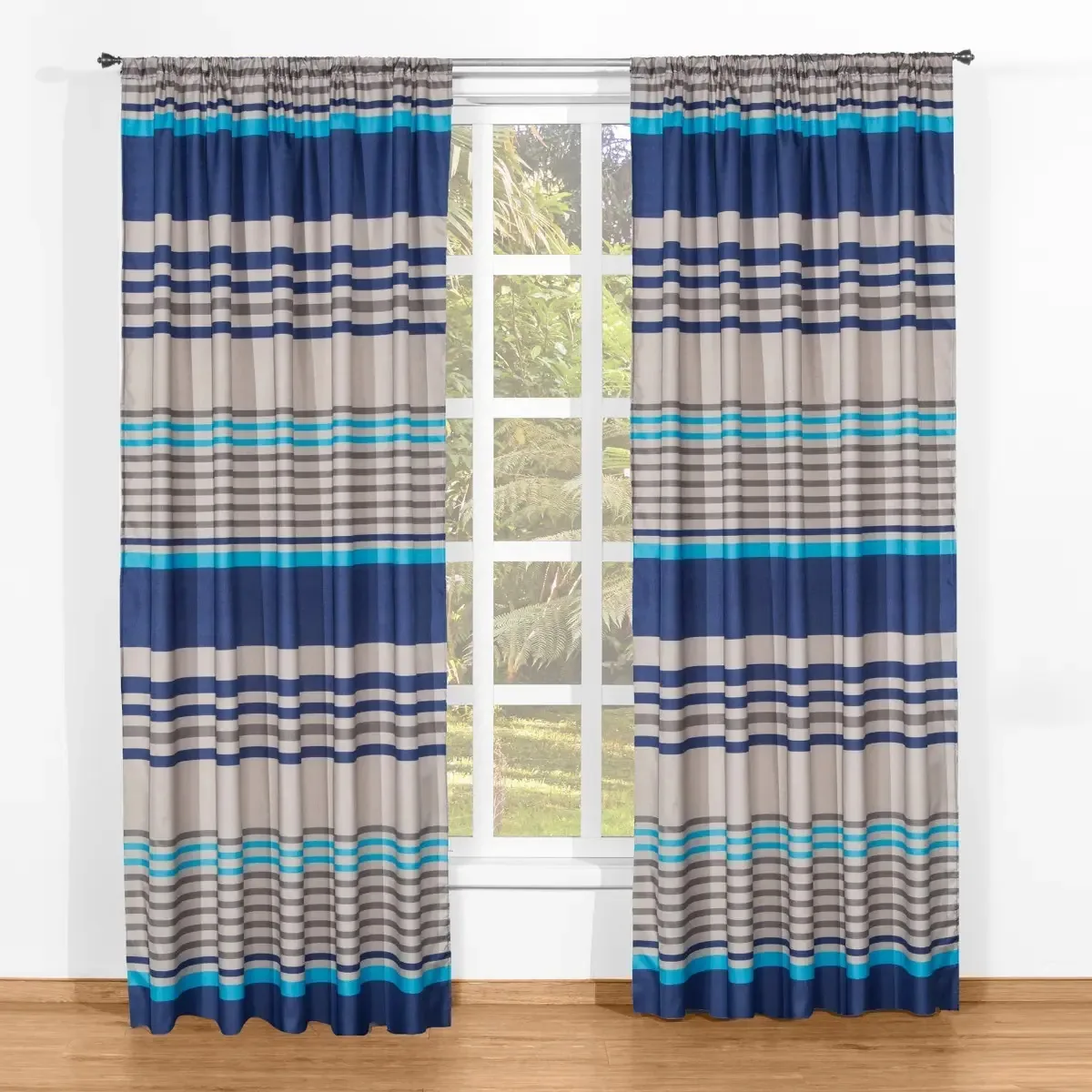 Cortina cinza com duas telas azuis de titânio 1,30 x 2,20 Mts