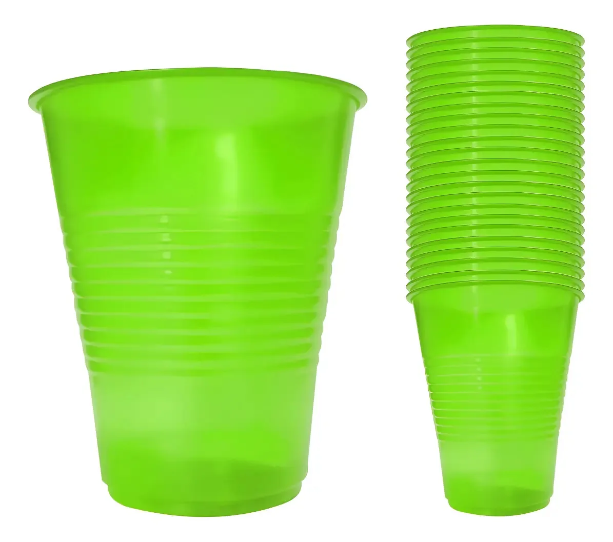 Copos descartáveis de néon da marca Primo, 470 ml, 40 unidades, cor verde