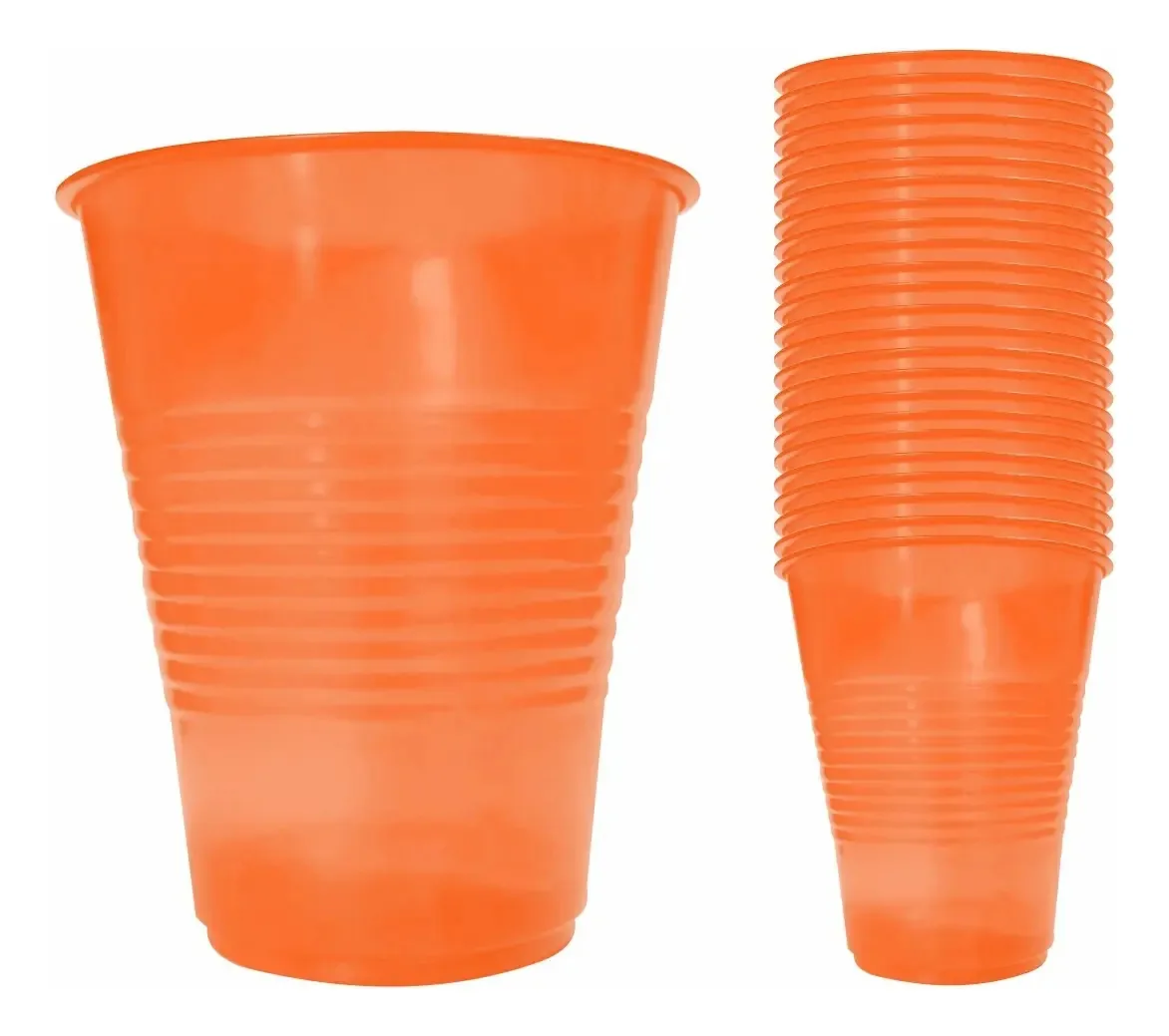 Copos descartáveis Primo, copo de néon, 470 ml, 40 unidades, cor laranja neon