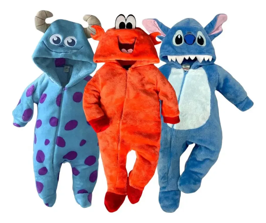Conjunto de 3 macacões Disney Sulley, Sebastian e Stitch