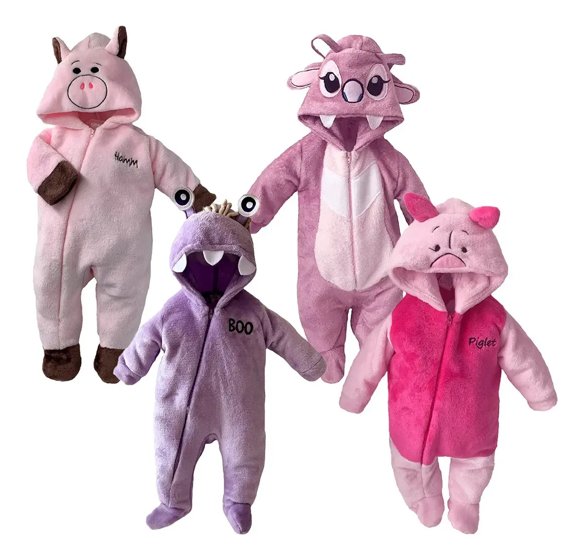 Conjunto de 4 macacões Disney Boo, Hamm, Pigley, Pink Angel 12-18 M Lisa