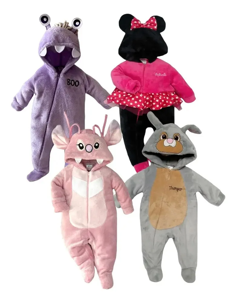Conjunto de 4 macacões Disney Boo, Angel, Thumper, Minnie Lila 6-12 M Lisa
