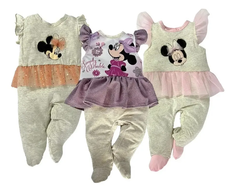Conjunto de 3 macacões de algodão com tutu Disney Minnie Mouse