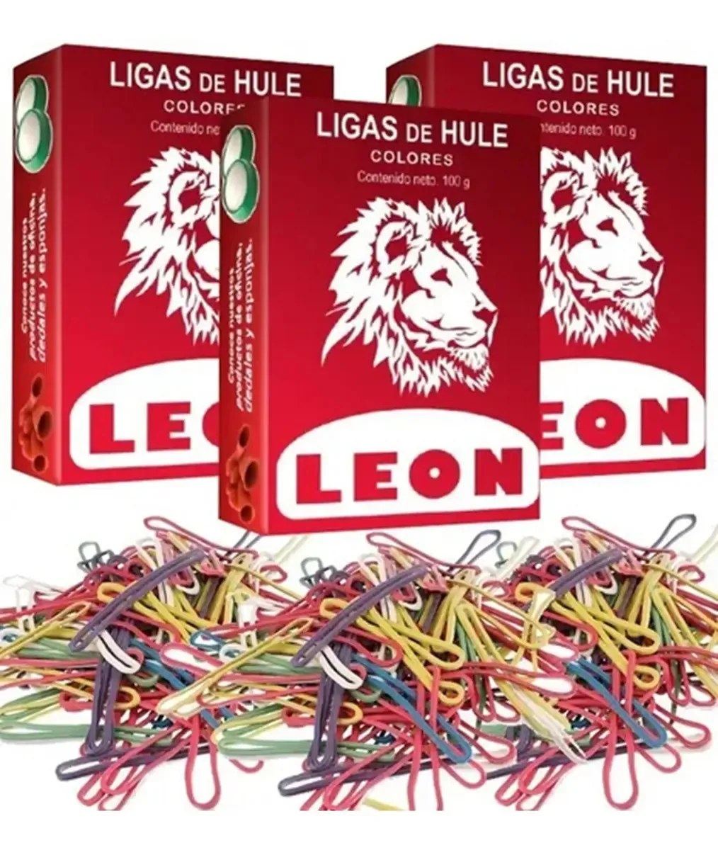 5 caixas de ligas de borracha coloridas #18, 300g Leon