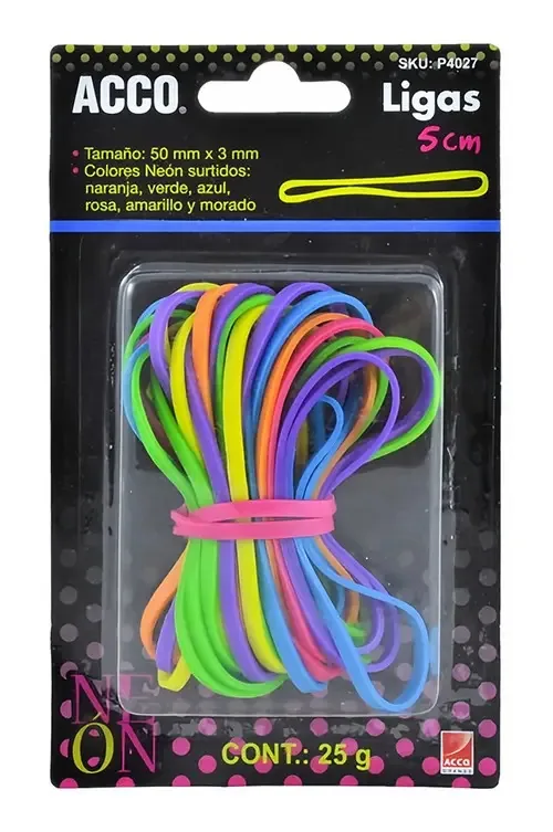Pacote blister Acco P4027 com 25 gramas de cores neon 50 x 30 mm