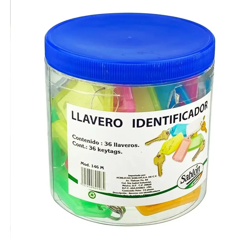 Lata Com 36 Chaveiros Identificadores De Cores
