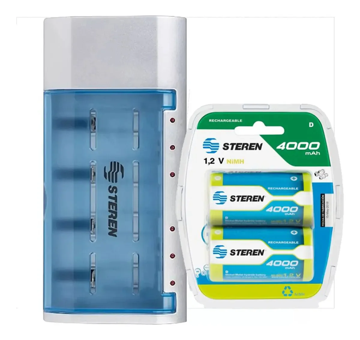 Carregador + 2 baterias Bateria recarregável tipo D 5000mah 1,2v